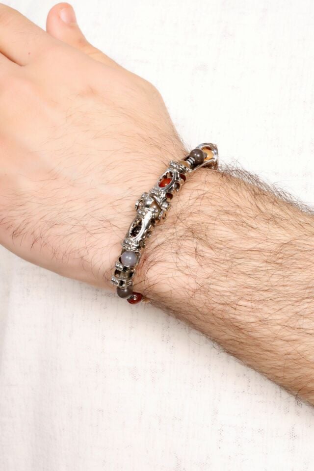 Multi Flex One karma Akik taşı Bileklik (ara boncuklu model)