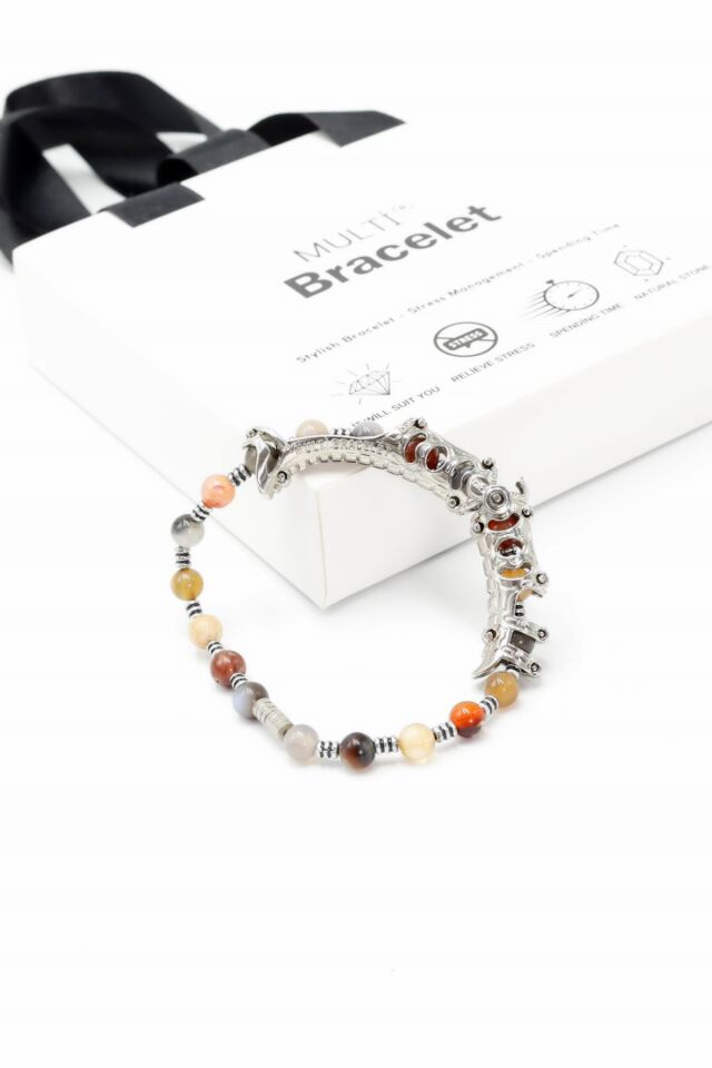 Multi Flex One karma Akik taşı Bileklik (ara boncuklu model)