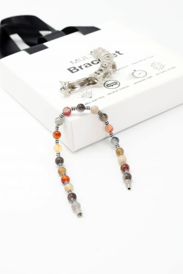 Multi Flex One karma Akik taşı Bileklik (ara boncuklu model)