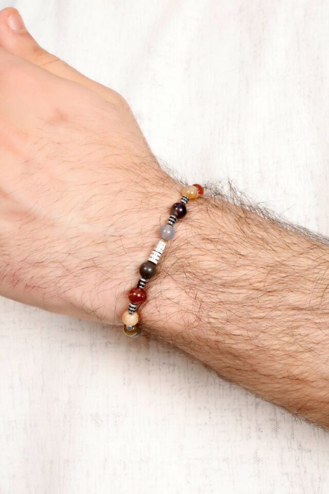 Multi Flex One karma Akik taşı Bileklik (ara boncuklu model)