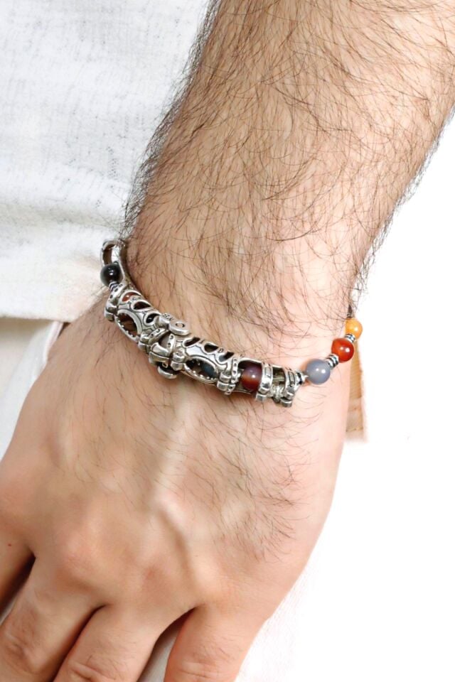 Multi Flex One karma Akik taşı Bileklik (ara boncuklu model)