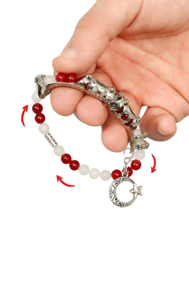 Multi Flex Türkiye taraftar yeşim doğal taş Bileklik (ara boncuklu model)