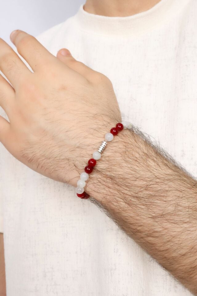 Multi Flex Türkiye taraftar yeşim doğal taş Bileklik (ara boncuklu model)