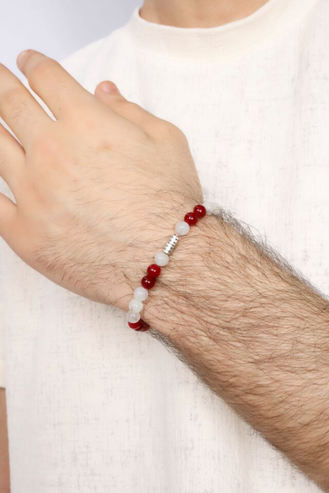 Multi Flex Türkiye taraftar yeşim doğal taş Bileklik (ara boncuklu model)