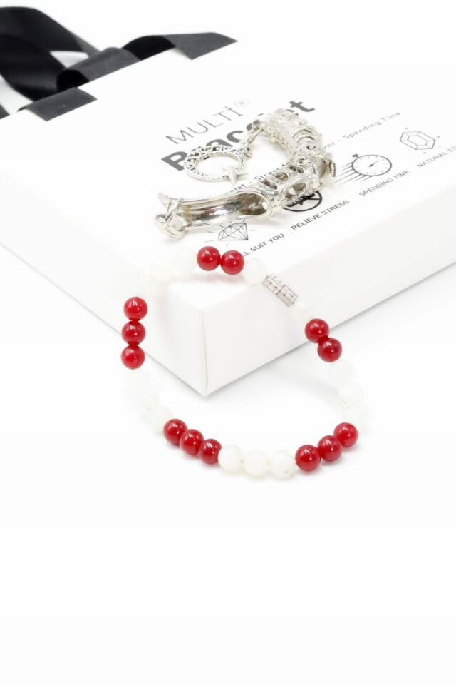 Multi Flex Türkiye taraftar yeşim doğal taş Bileklik (ara boncuklu model)