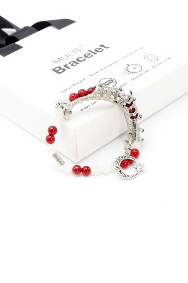 Multi Flex Türkiye taraftar yeşim doğal taş Bileklik (ara boncuklu model)