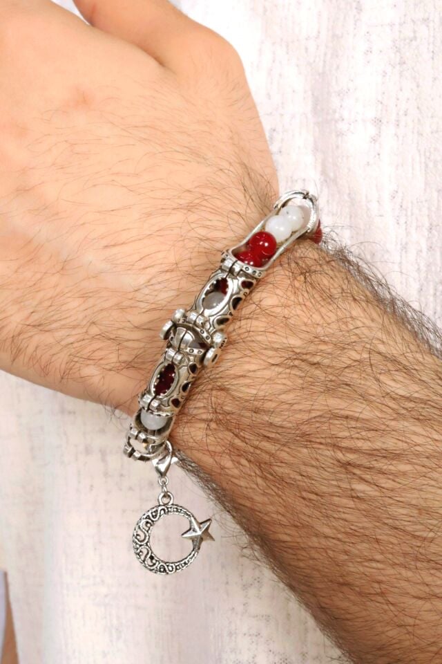 Multi Flex Türkiye taraftar yeşim doğal taş Bileklik (ara boncuklu model)