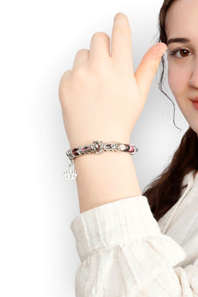 Multi Flex One renkli Akik taşı  Bileklik (ara boncuklu model)