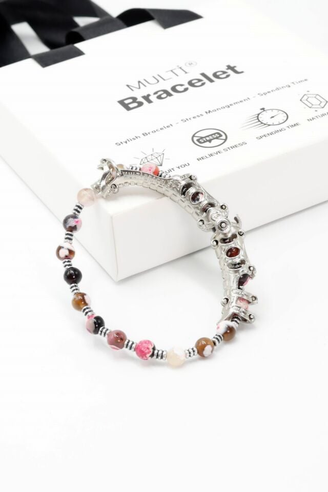 Multi Flex One Türkiye taraftar Akik taşı  Bileklik (ara boncuklu model)