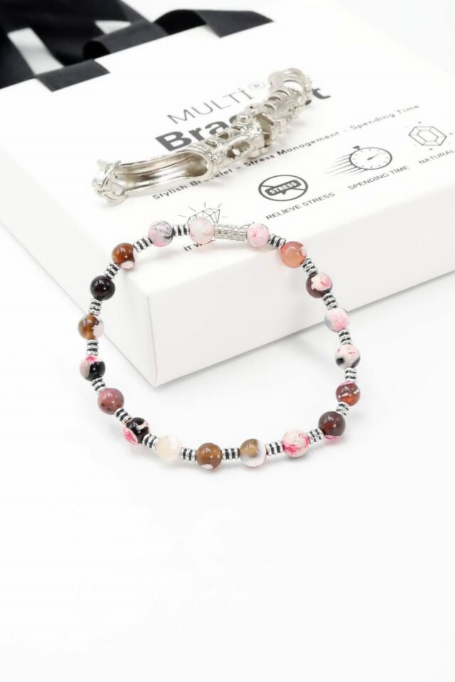 Multi Flex One Türkiye taraftar Akik taşı  Bileklik (ara boncuklu model)