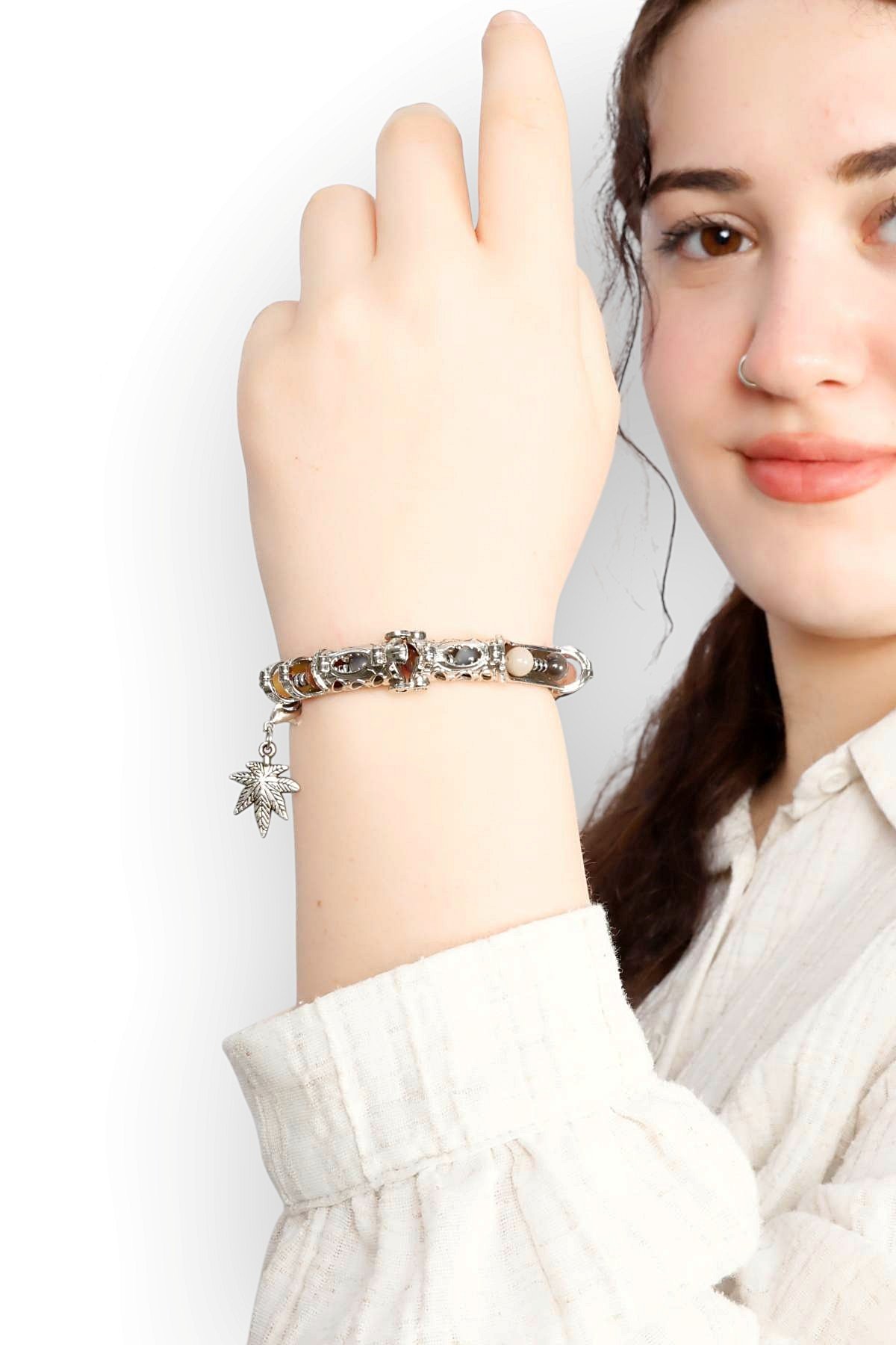 Multi Flex One karma Akik taşı  Bileklik (ara boncuklu model)