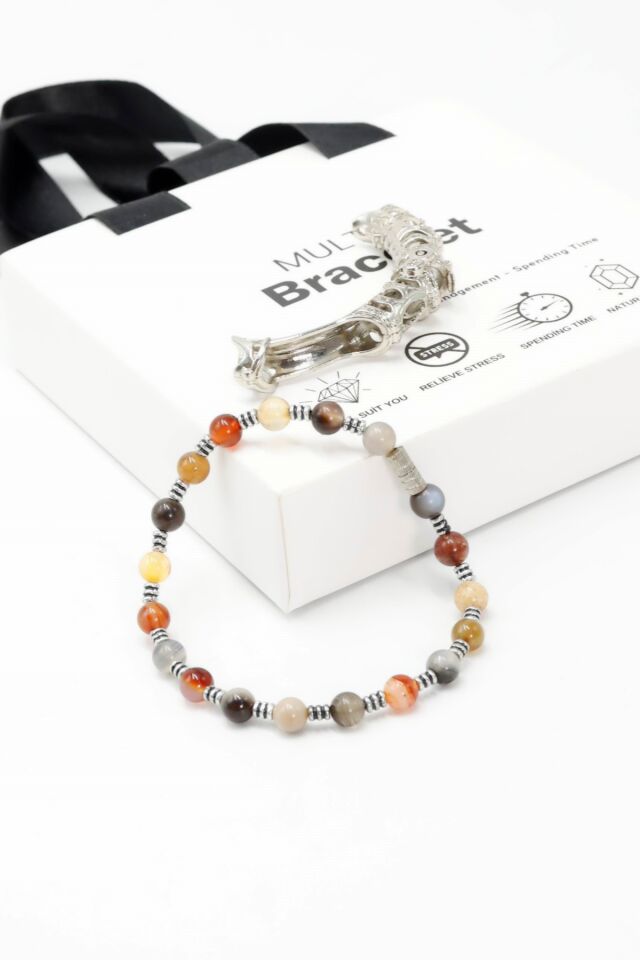 Multi Flex One karma Akik taşı  Bileklik (ara boncuklu model)