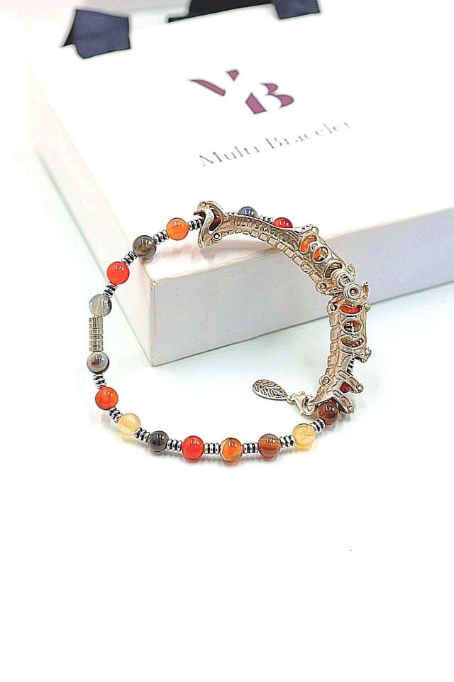 Multi Flex One karma Akik taşı  Bileklik (ara boncuklu model)