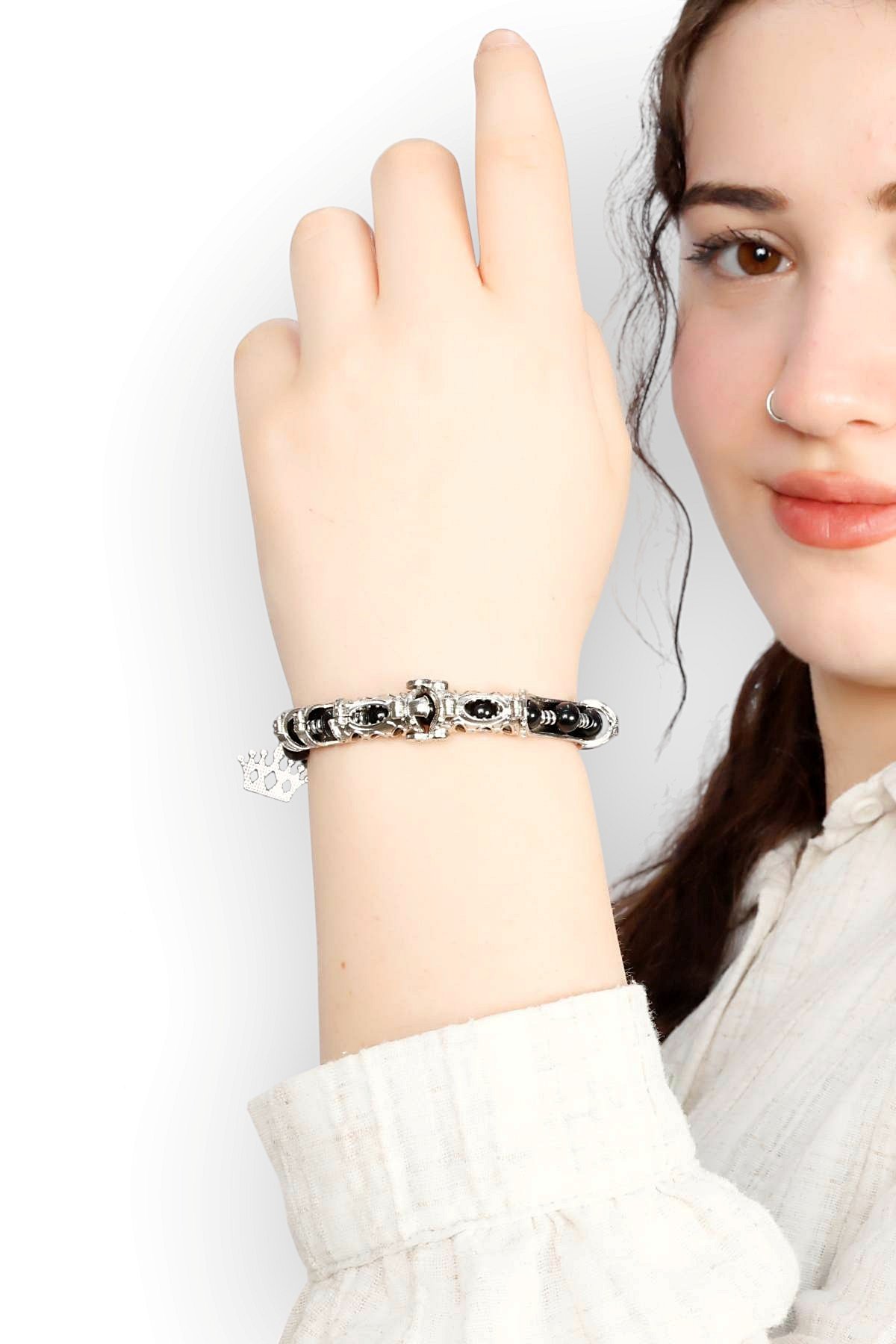 Multi Flex One Onx taşı  Bileklik (ara boncuklu model)