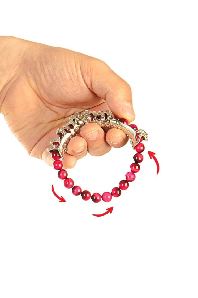 pembe Kaplan gözü taşı Multi Tespih