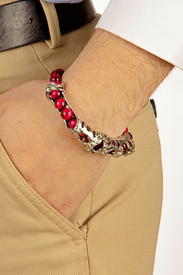 pembe Kaplan gözü taşı Multi Tespih