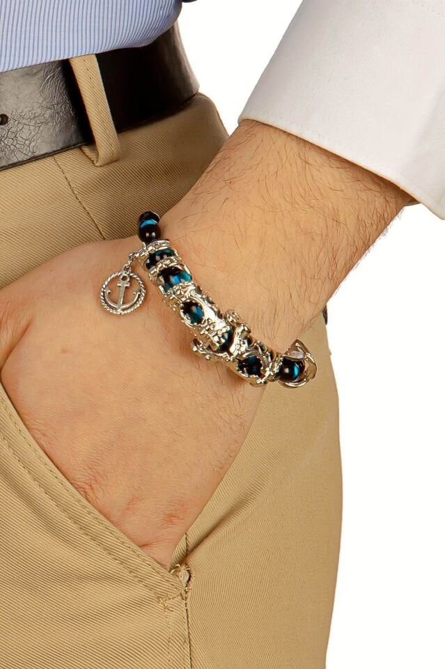 Mavi Sürmeli Toz Kehribar Multi Tespih