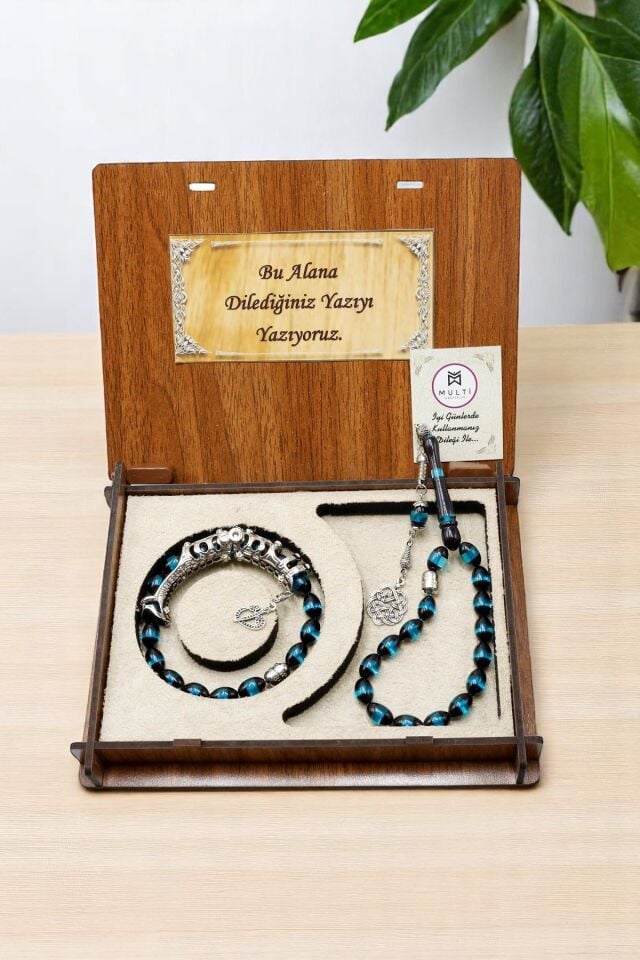 Mavi Sürmeli Toz Kehribar Multi Tespih