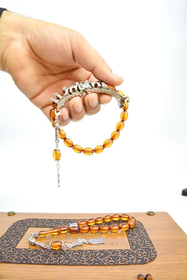 Turuncu toz kehribar Multi Tespih