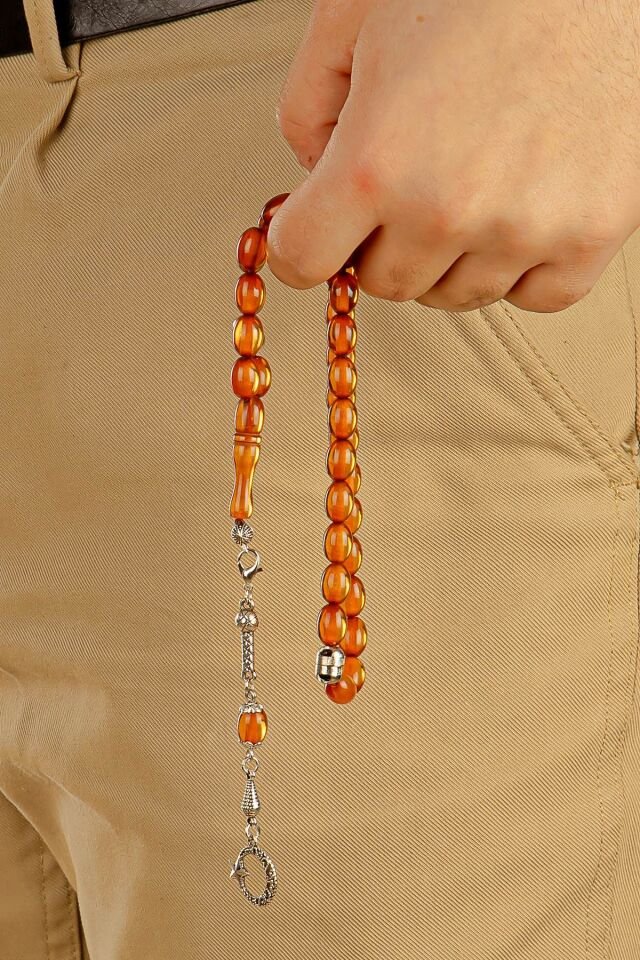 Turuncu toz kehribar Multi Tespih