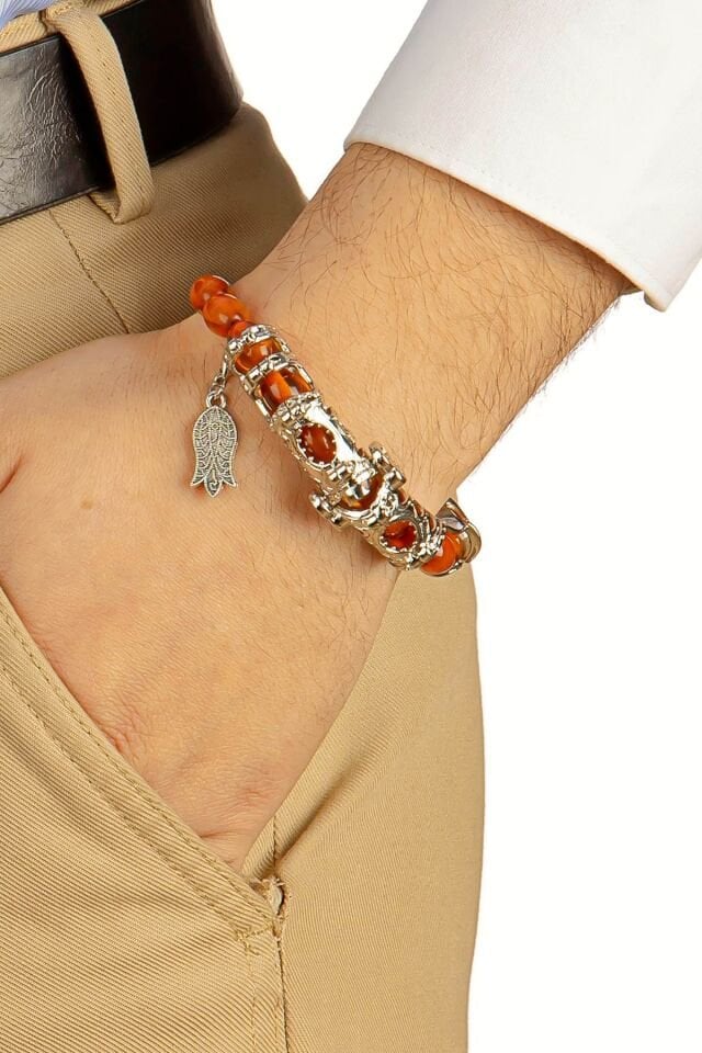 Turuncu toz kehribar Multi Tespih