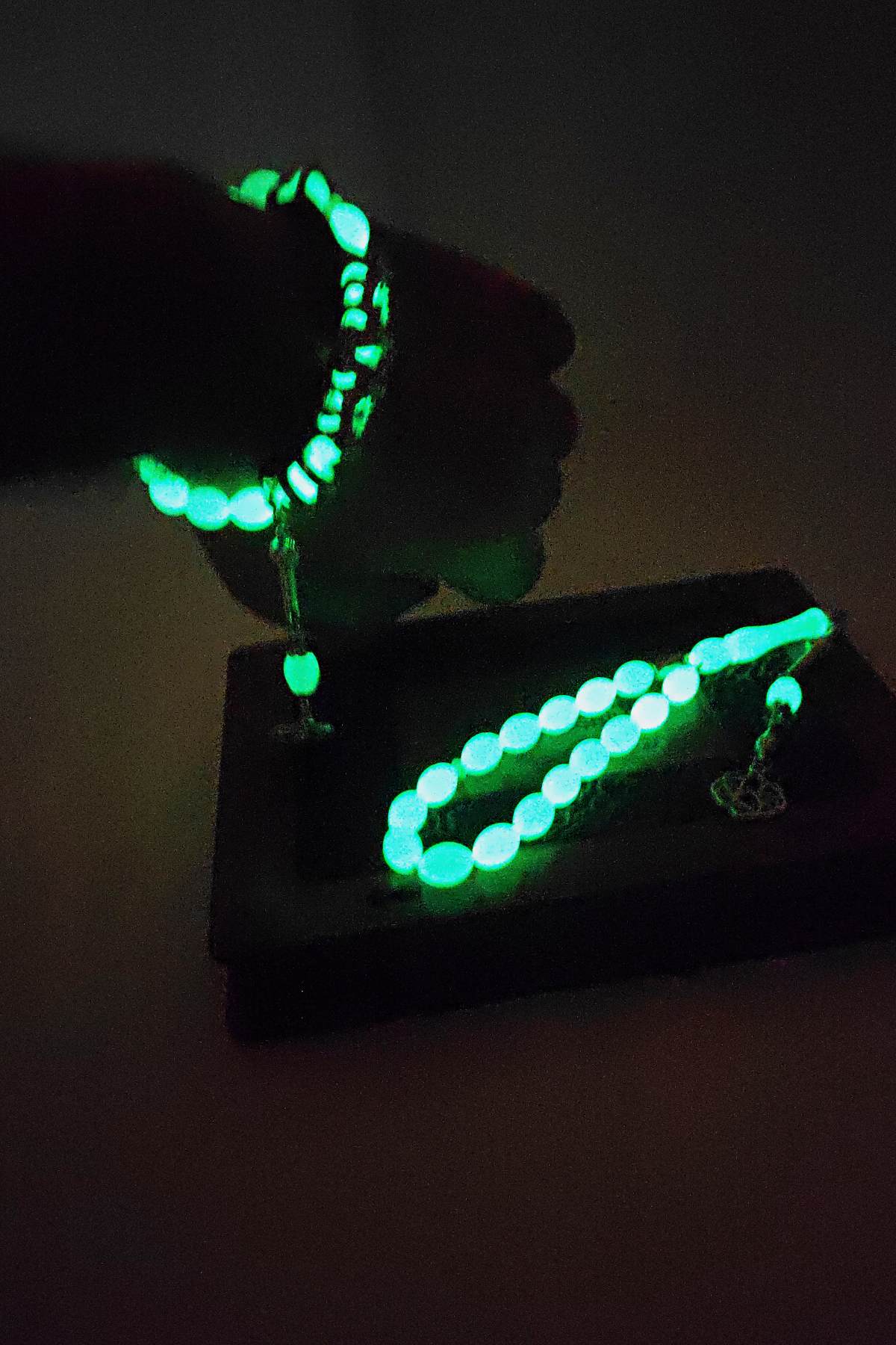 Fosforlu kedi gözü Multi Tespih ( Karanlıkta Koyu Yeşil Yanar )