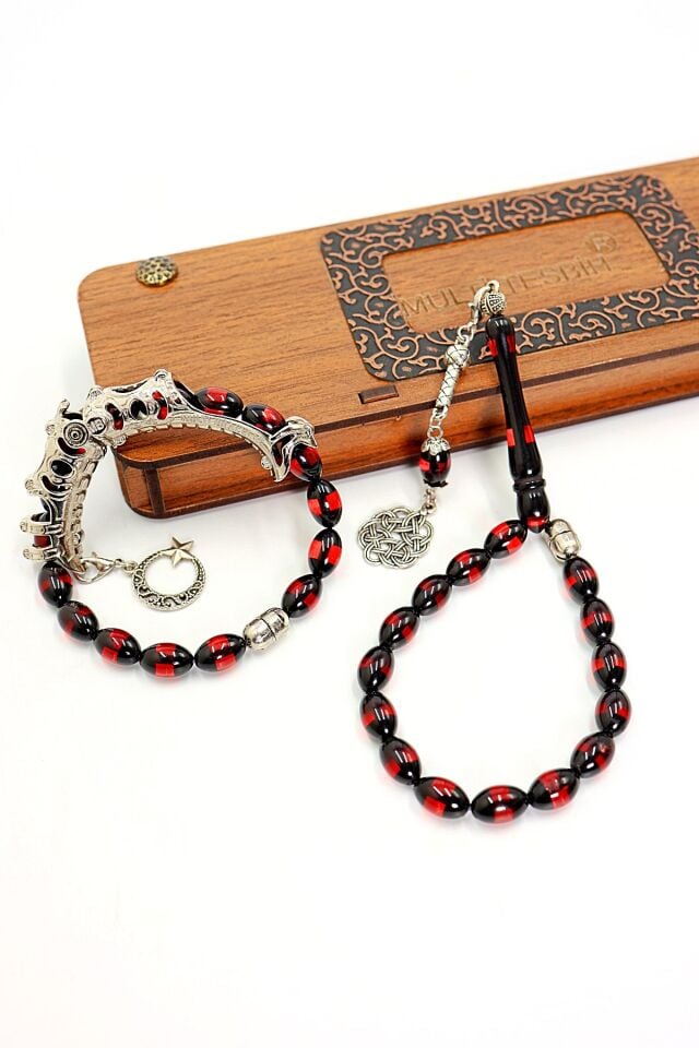 kırmızı sürmeli toz kehribar Multi Tespih