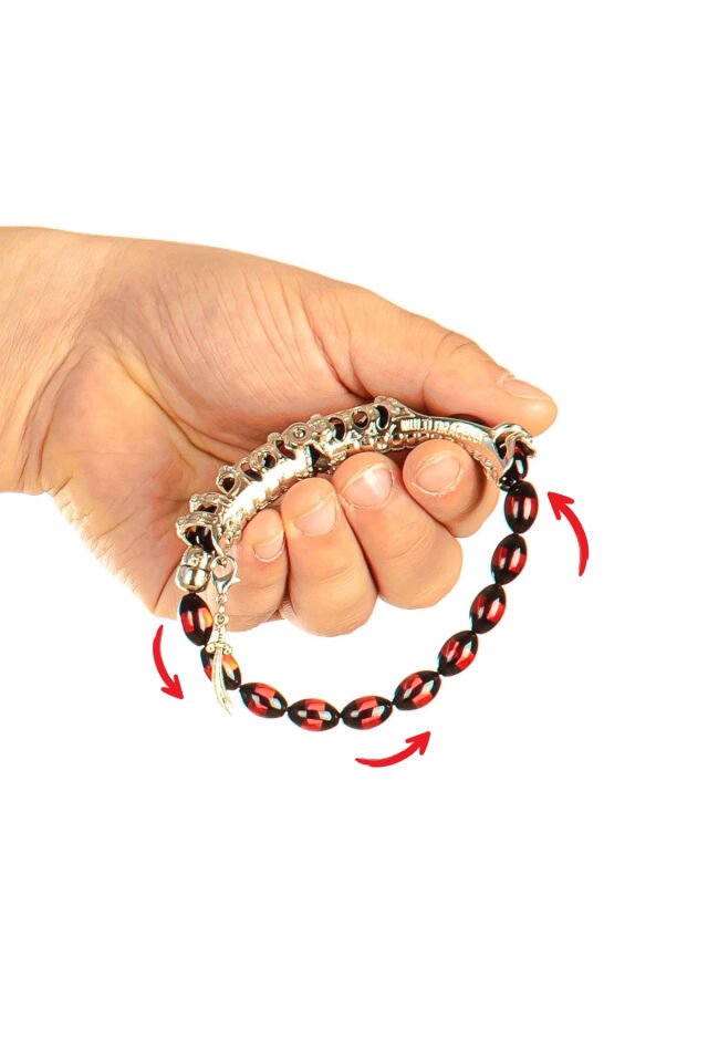 kırmızı sürmeli toz kehribar Multi Tespih