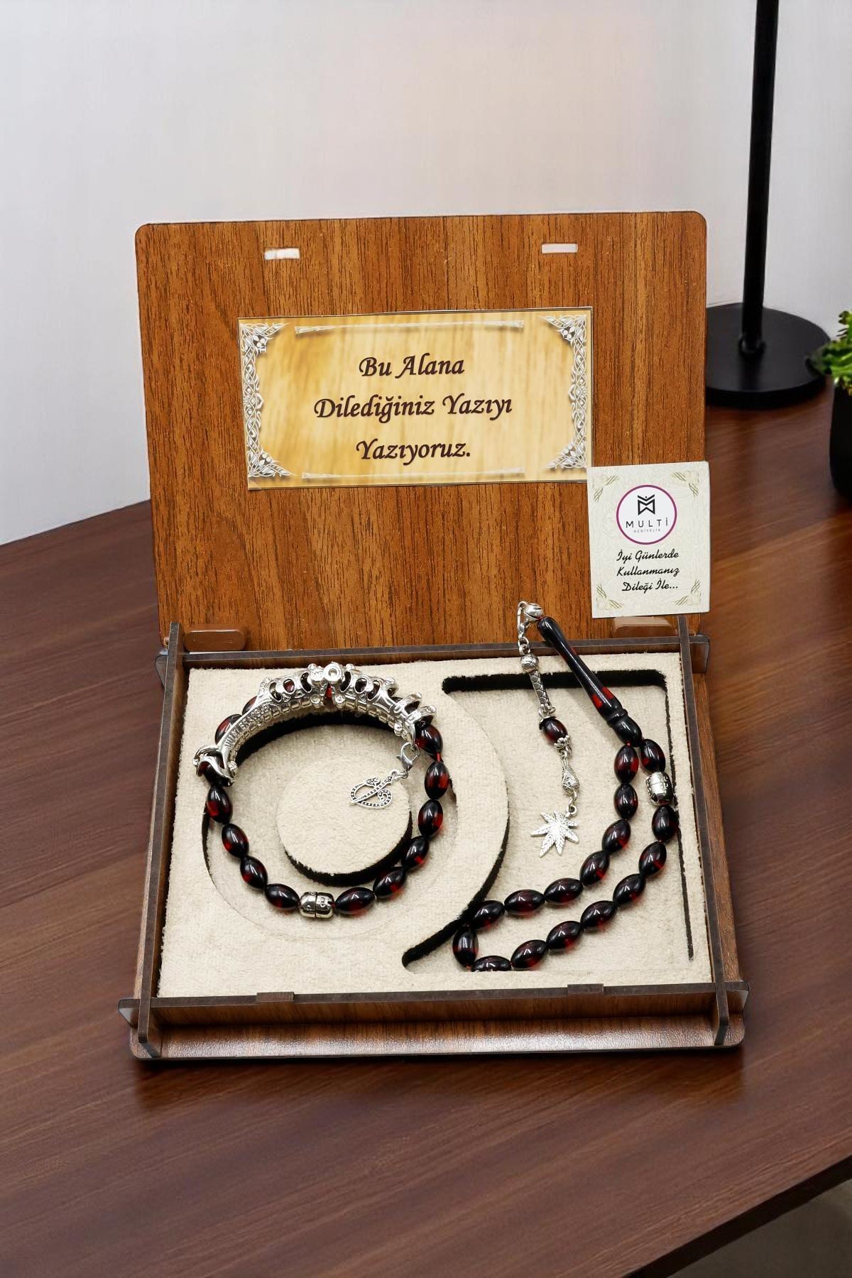 kırmızı sürmeli toz kehribar Multi Tespih