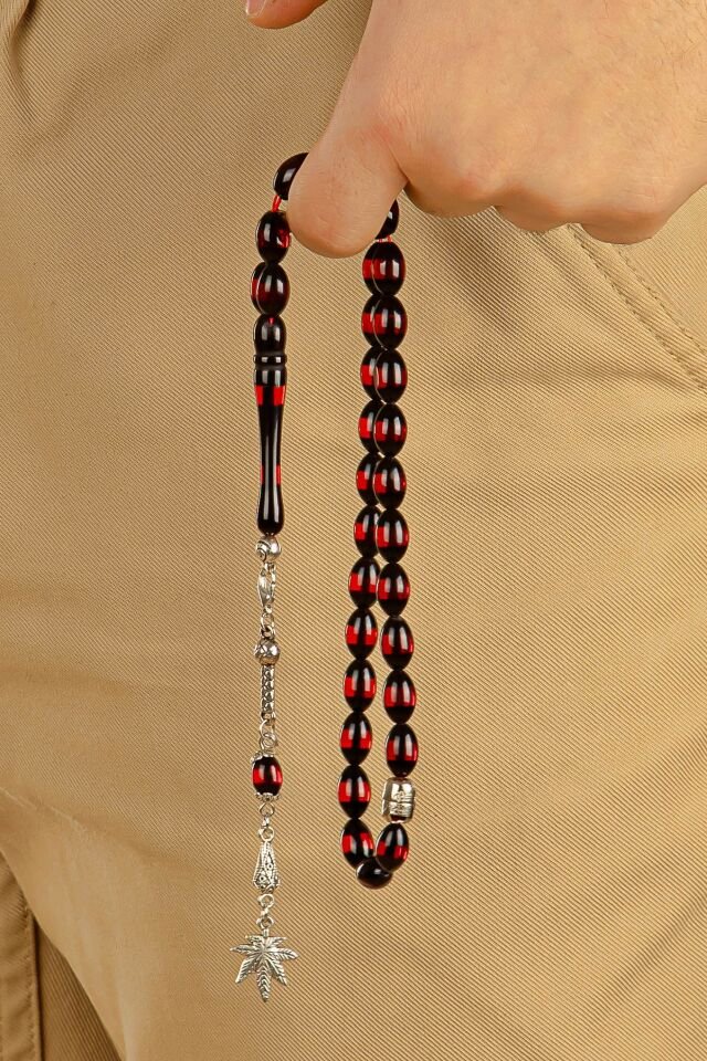 Kırmızı Sürmeli Toz Kehribar Multi Tespih