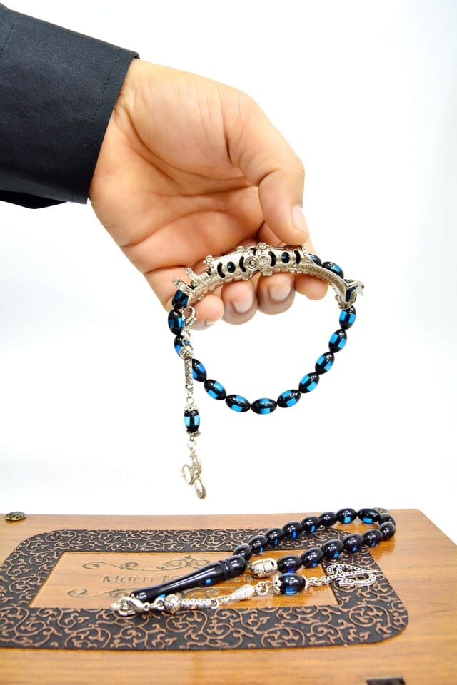 Lacivert Sürmeli Toz Kehribar Multi Tespih