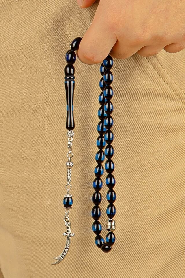 Lacivert Sürmeli Toz Kehribar Multi Tespih