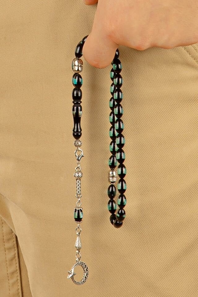 Mavi Sürmeli Toz Kehribar Multi Tespih