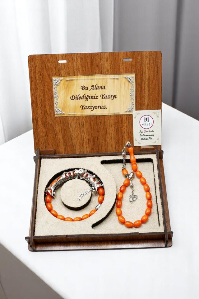 Portakal Rengi Toz Kehribar Multi Tespih