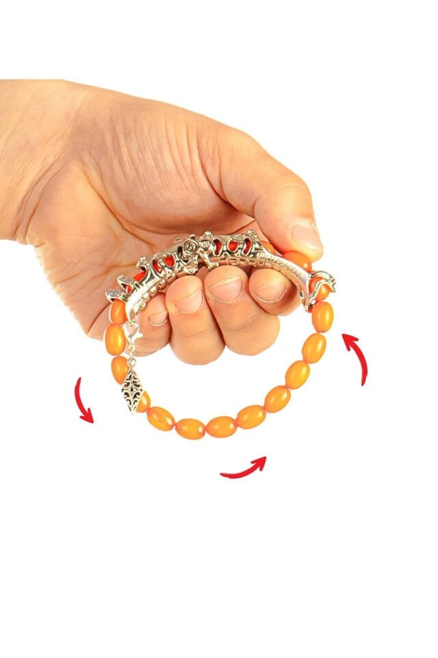 Portakal rengi toz kehribar Multi Tespih