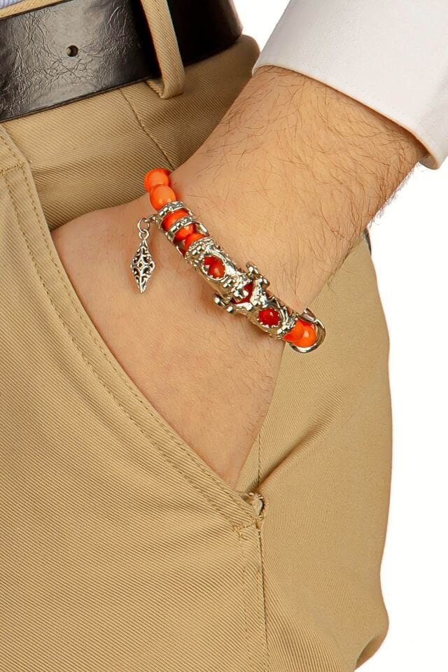 Portakal rengi toz kehribar Multi Tespih