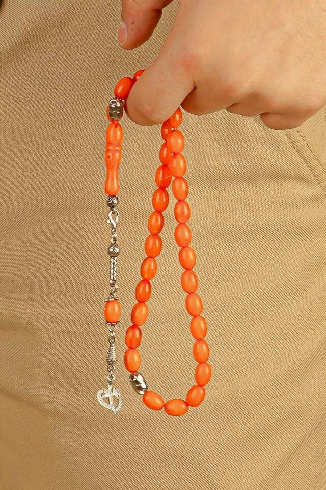 Portakal Rengi Toz Kehribar Multi Tespih