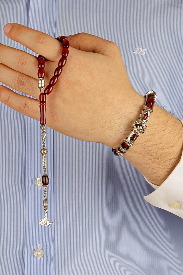 Red Galaxy Toz Kehribar Multi Tespih