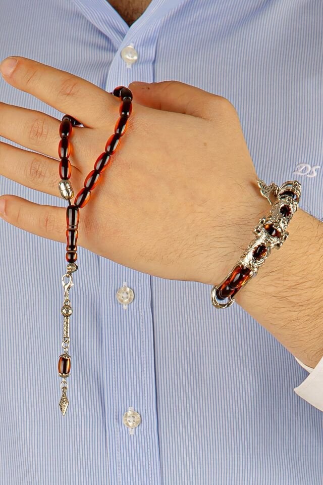 sıkma  kehribar Multi Tespih