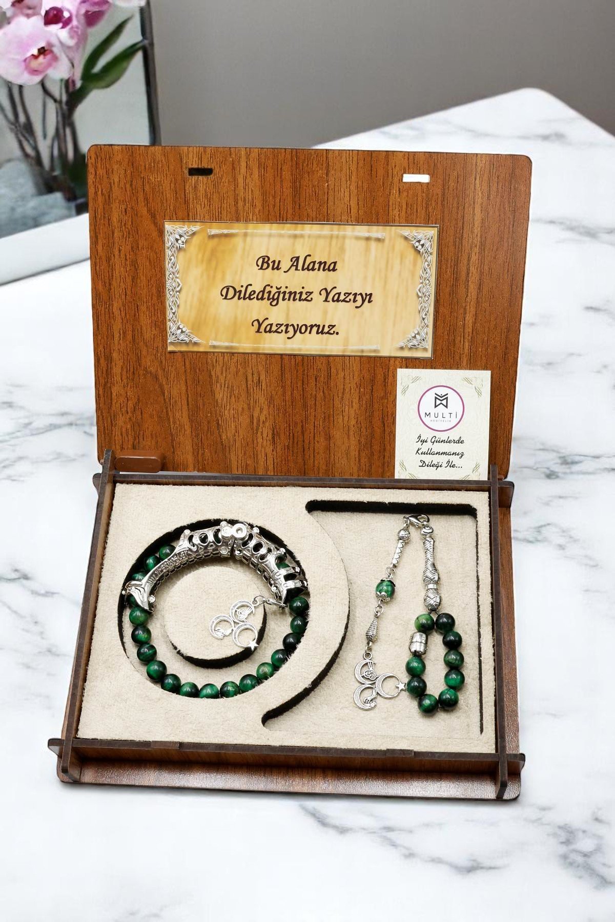 Yeşil Kaplangözü Doğaltaş Multi Tespih