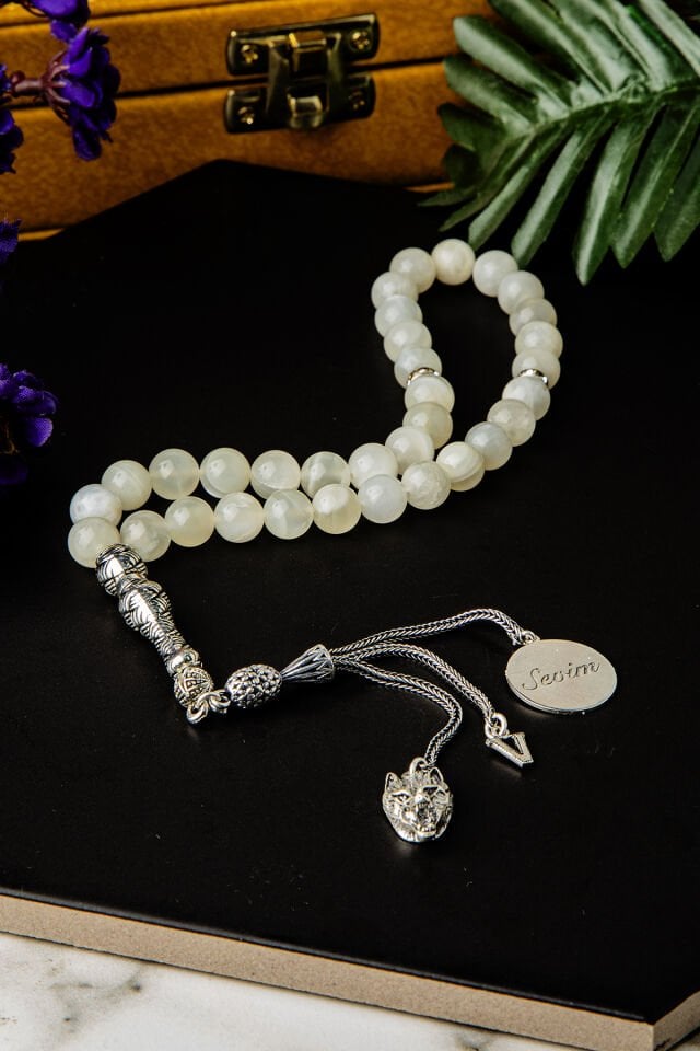 AY TAŞI KİŞİYE ÖZEL GÜMÜŞ  İSİMLİ TESPİH