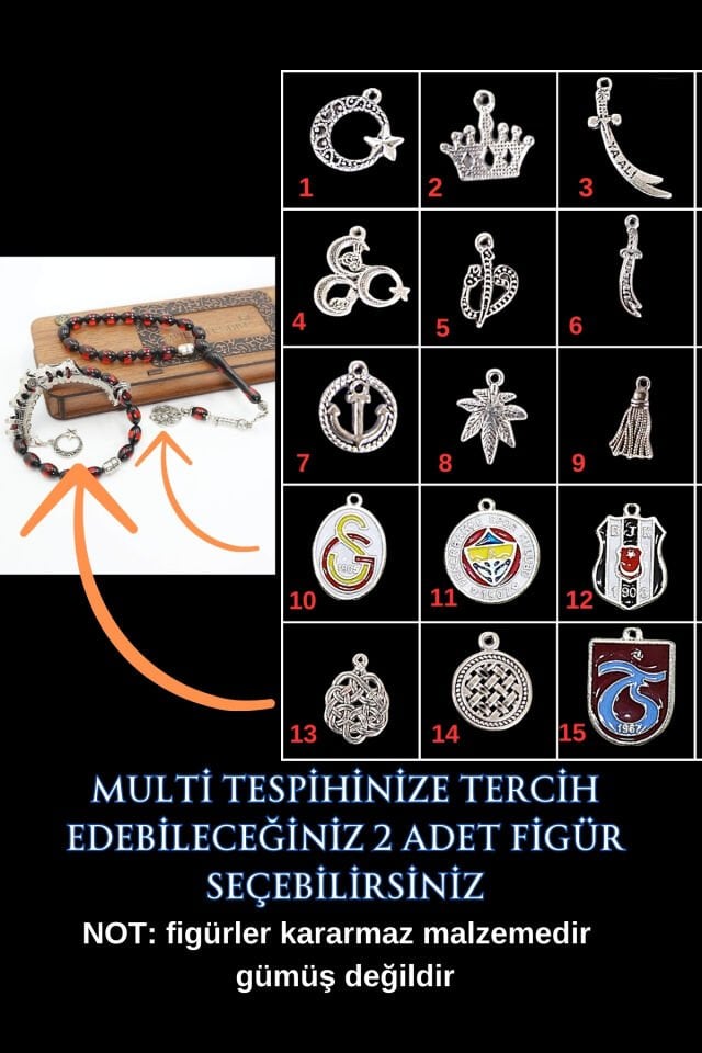 Galatasaray Sürmeli toz kehribar  Multi Tespih