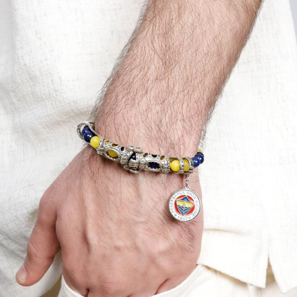 fenerbahçe taraftar yeşim doğal taşlı multi flex pro gümüş bileklik