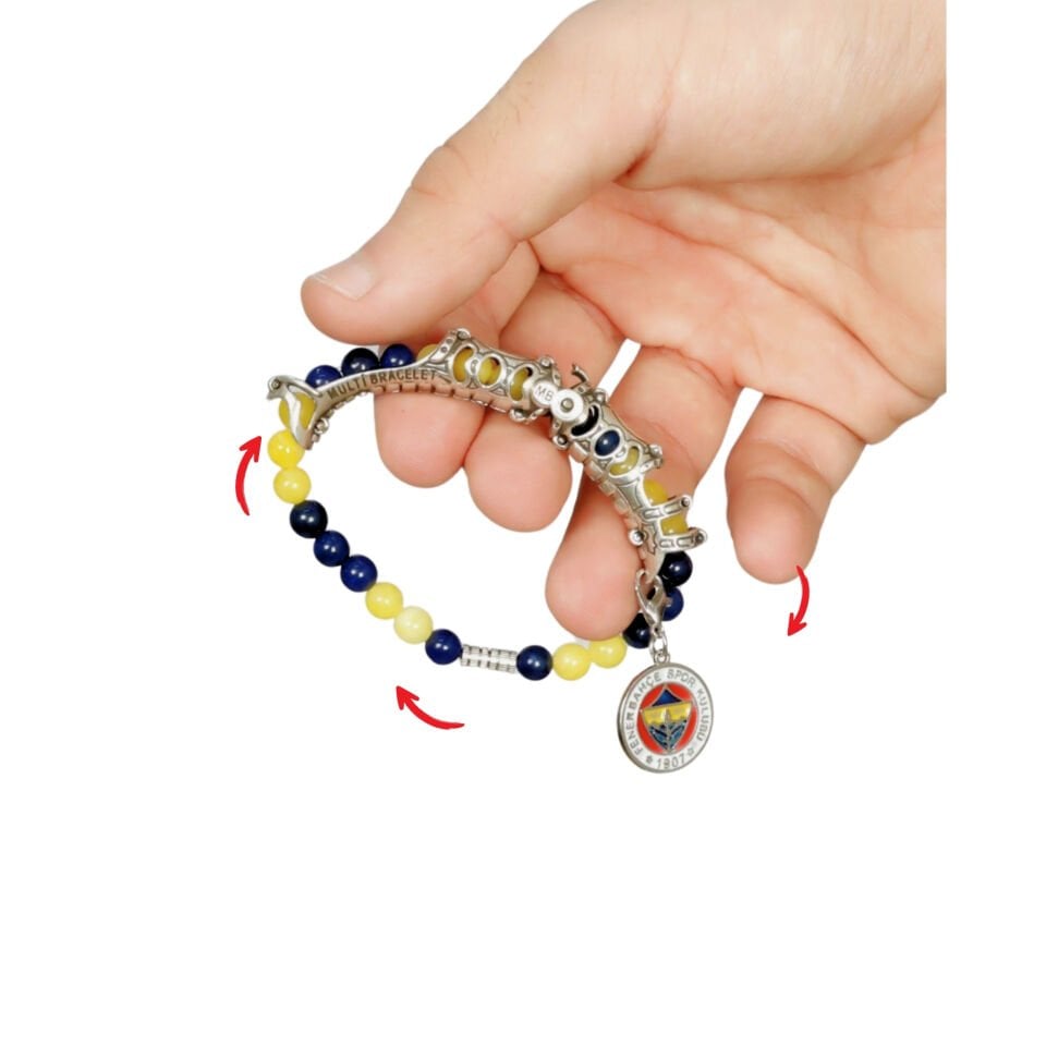 fenerbahçe taraftar yeşim doğal taşlı multi flex pro gümüş bileklik