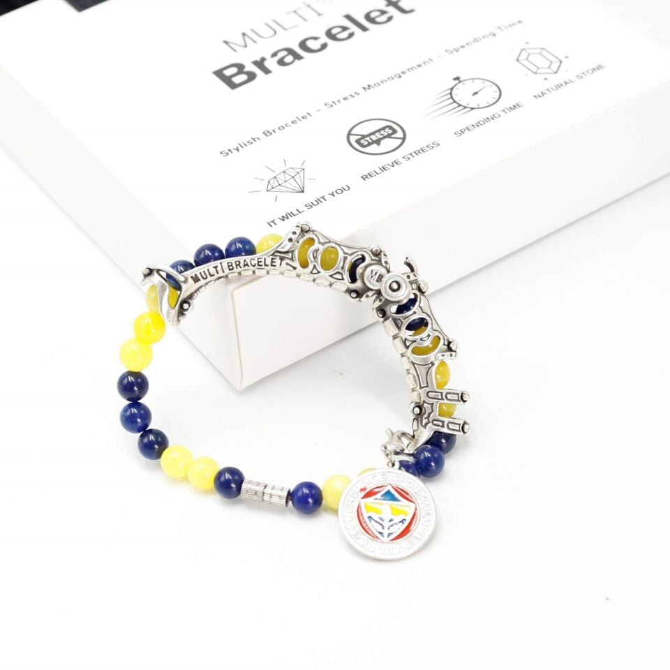 fenerbahçe taraftar yeşim doğal taşlı multi flex pro gümüş bileklik