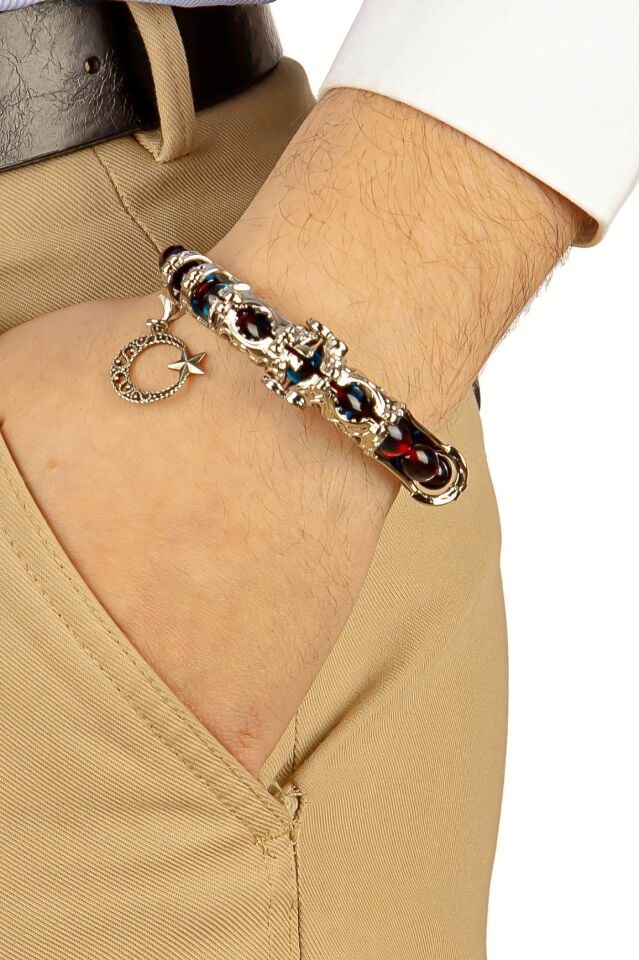 BORDO MAVİ SÜRMELİ KEHRİBAR MULTİ TESPİH + ZİPPO  ÇAKMAK