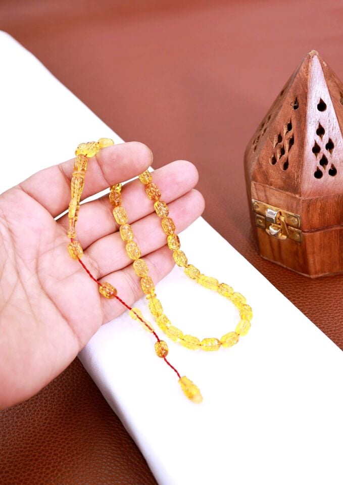 KALEMKAR İŞÇİLİKLİ ORJİNAL DAMLA KEHRİBAR TESPİH