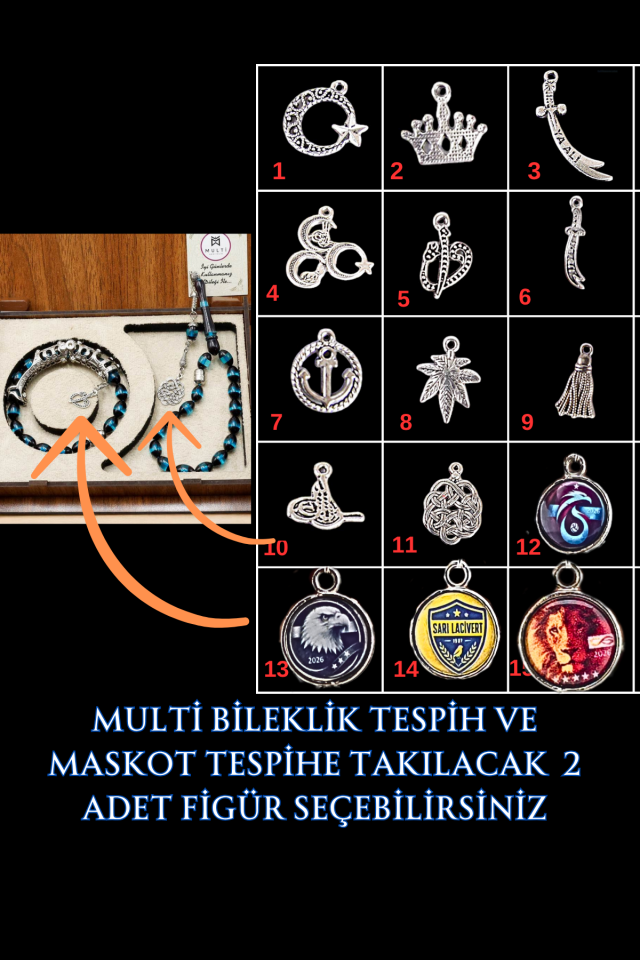 siyah beyaz taraftar multi tespih ve isimli çakmak seti