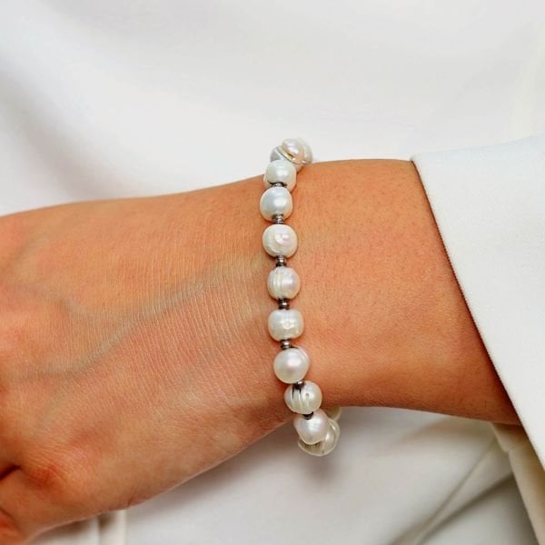 925 ayar gümüş tasarımlı orjinal inci bileklik