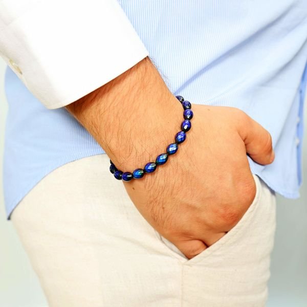 Gümüş tasarımlı his taşı multi stres bilekliği ( Taşlar kişi enerjisine göre renk değiştirir.)